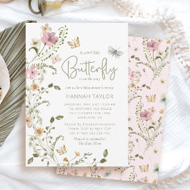 Little Butterfly Pink Floral Girl Babydusche Einladung