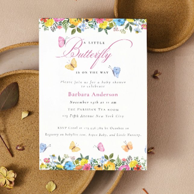 Little Butterfly whimsical Baby Girl Dusche Einladung (Little Butterfly whimsical Baby Girl Shower Invitation)