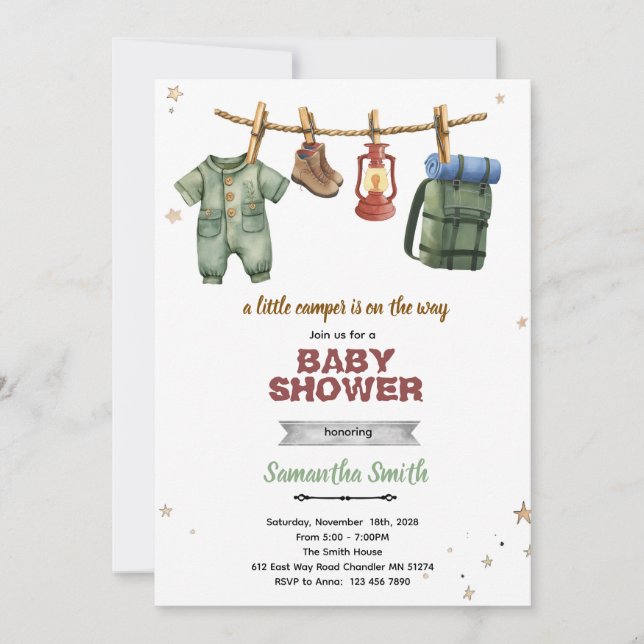 Little Camper Baby Shower Invitation Einladung (Vorderseite)