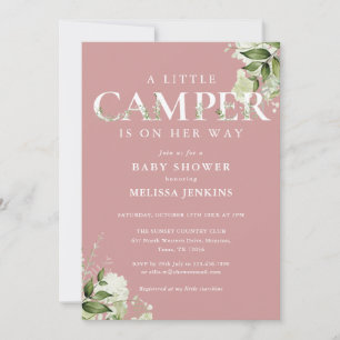 Little Camper Dusty Rose Greenery Baby Dusche Einladung