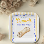 Little Cannoli Yellow Blue Italian Baby Shower Pappteller<br><div class="desc">Planning a Little Cannoli Baby Shower? This adorable Italian themed baby shower square Paper Plates features watercolor cannoli pastries and a sweet bakery aesthetic. Perfect for a Sweet Little Cannoli Is on the Way celebration.</div>