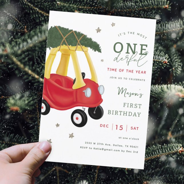 Little Car Holiday Onederful 1. Geburtstag Party Einladung (Von Creator hochgeladen)