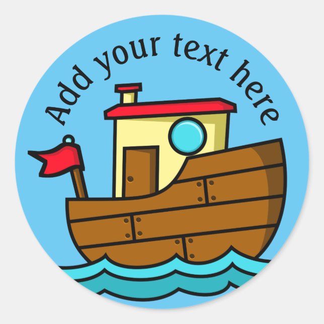 Little Cartoon Boat Personalisiert Runder Aufkleber (Vorderseite)