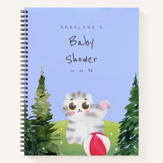 Little Cat Baby Shower Geschenkliste Notizbuch (Vorderseite)