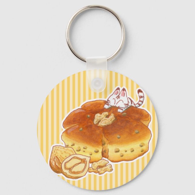 Little Cat & Walnut bread ベーシック缶キーホルダー Schlüsselanhänger (Vorderseite)