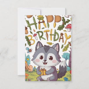 Little Charming Wolf Digital Geburtstag Karte
