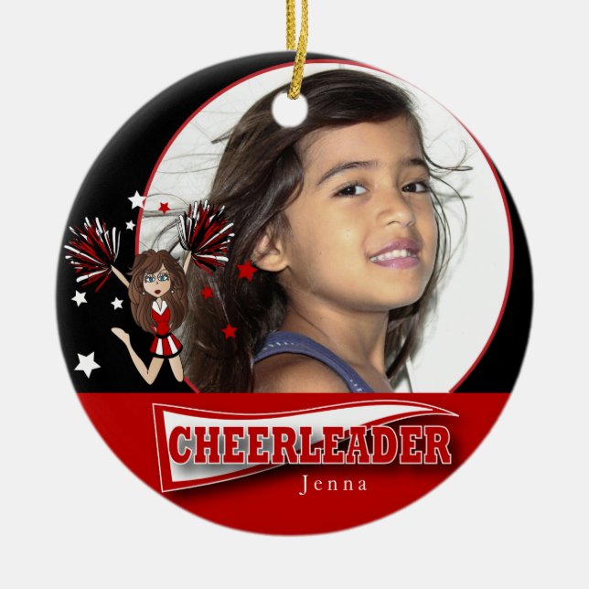 Little Cheerleader - DIY Foto - Dunkelrot Keramikornament (Vorne)