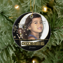 Little Cheerleader 📣- DIY Foto - Schwarz und Gold Keramik Ornament