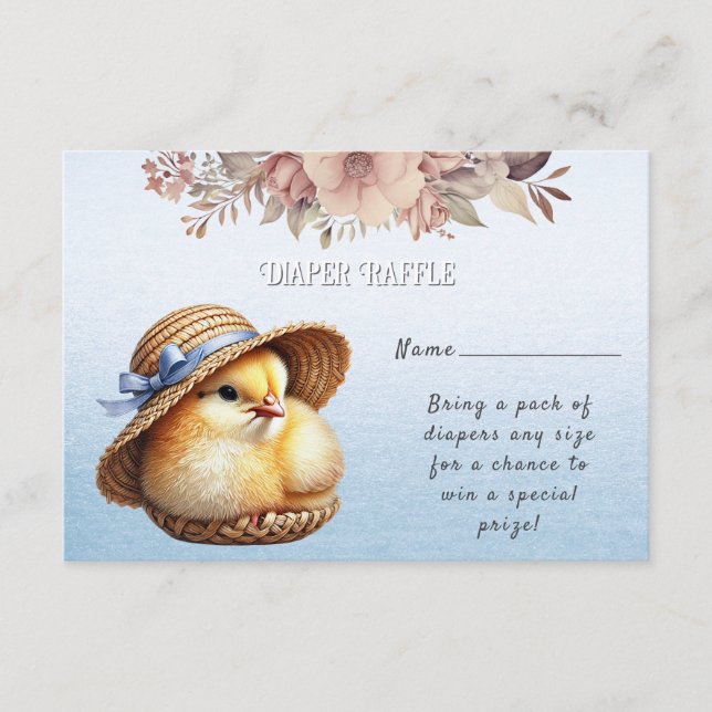 Little Chick Blue Ribbon Baby Dusche Begleitkarte (Vorderseite)