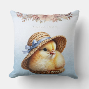 Little Chick Blue Ribbon Throw Kissen