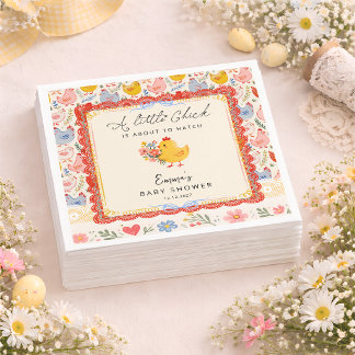 Little Chick Farm Chicken Girl Baby Shower Serviette