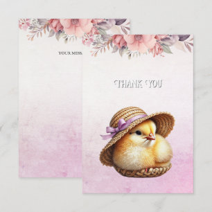 Little Chick Pink Ribbon Dankeschön Karte