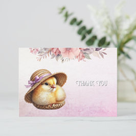 Little Chick Pink Ribbon Dankeschön Karte