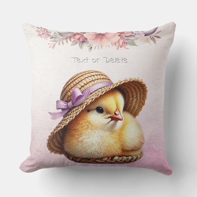 Little Chick Pink Ribbon Kissen (Vorderseite)