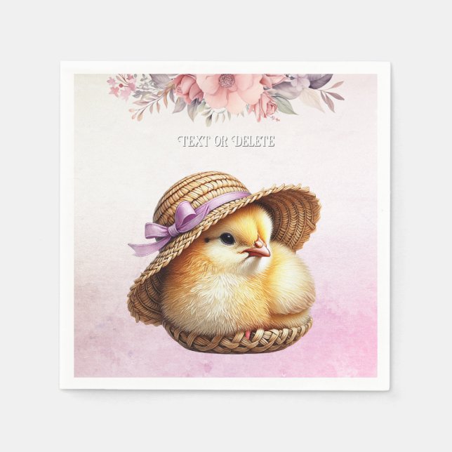 Little Chick Pink Ribbon Napkins Serviette (Vorderseite)