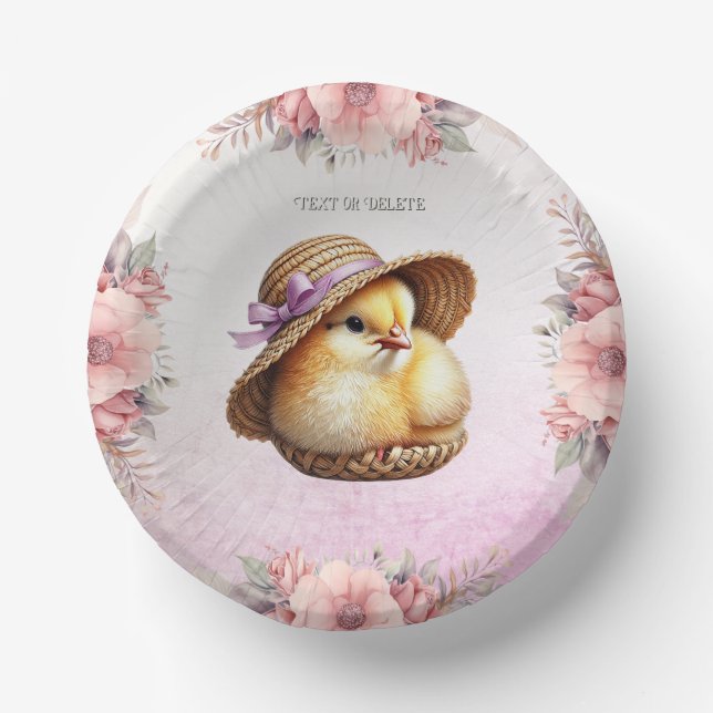 Little Chick Pink Ribbon Paper Bowl Pappteller (Vorderseite)