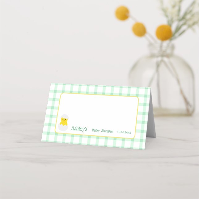 Little Chick To Hatch Gender Neutral Baby Shower Platzkarte (Vorderseite)