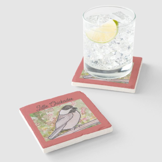 Little Chickadee  Steinuntersetzer (Seitenansicht)