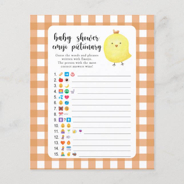 Little chicken - baby shower emoji pictionary game (Vorderseite)