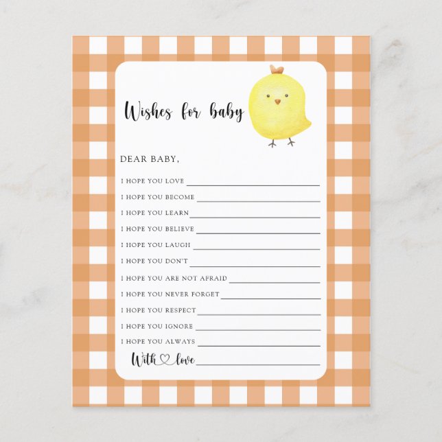 Little chicken baby shower Wishes for baby (Vorderseite)