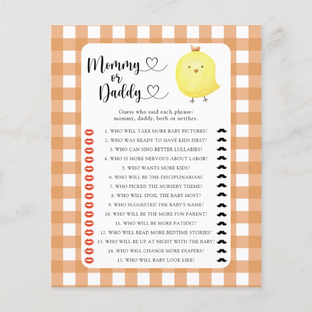 Little Chicken - mommy or daddy baby shower game (Vorderseite)