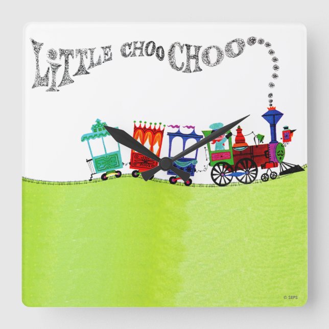 Little Choo Choo Quadratische Wanduhr (Vorderseite)