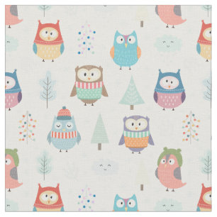 Little Christmas Owls Stoff
