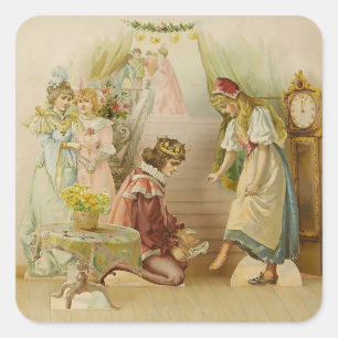 „Little Cinders“ Feen-Kunst von E S Hardy Quadratischer Aufkleber
