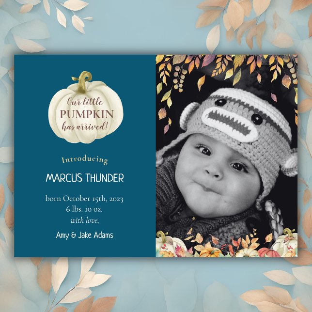 Little Citrouille Fall Baby Birth Photo Faire-part (Créateur téléchargé)