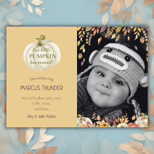 Little Citrouille Fall Baby Birth Photo Faire-part