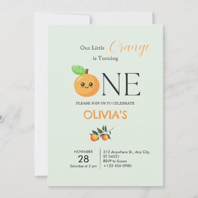 Little Citrus Orange 1st Birthday Invitation   Einladung (Vorderseite)