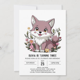 Little Colorful Digital Wolf Geburtstag Einladung