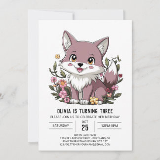 Little Colorful Digital Wolf Geburtstag Einladung