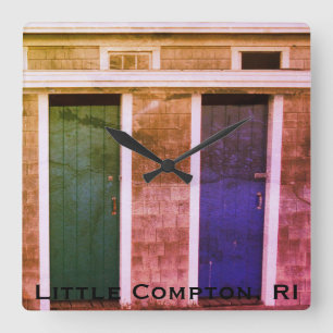 Little Compton, RI Sommer Strandhütten (LC) Quadratische Wanduhr