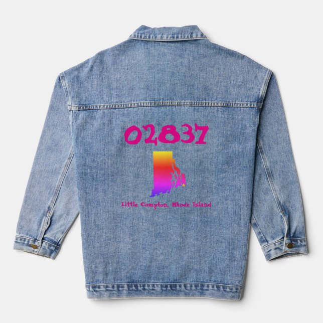 Little Compton, RI Zip Code - 02837, Rainbow Pride Jeansjacke (Rückseite)