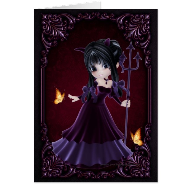 Little Cookie Devil Girl Design 6 Karte (Vorne)