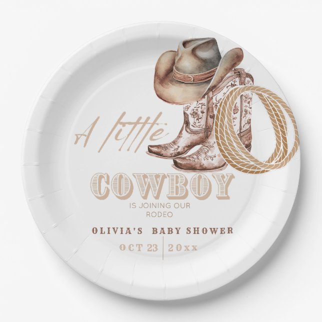 Little Cowboy Baby Dusche Pappteller (Vorderseite)