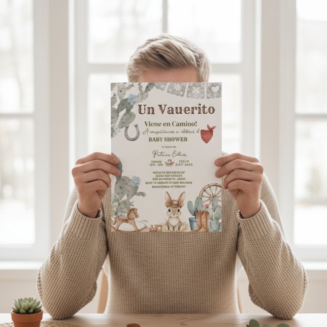 little cowboy baby shower Vaquerito Viene Camino Einladung (Von Creator hochgeladen)
