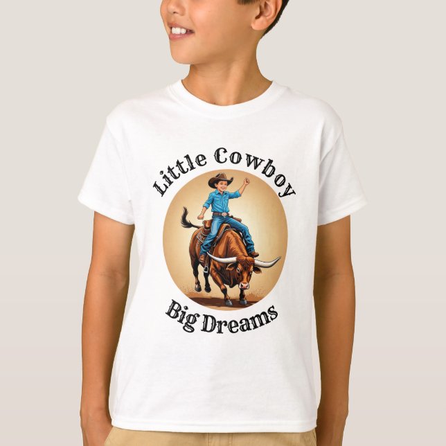 Little Cowboy Big Dreams Bull Rider T-Shirt (Vorderseite)