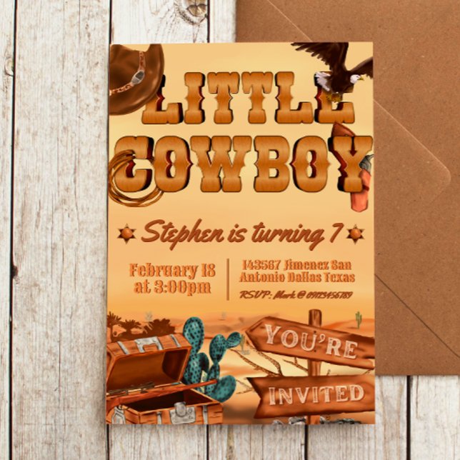 Little Cowboy Birthday Einladung (Little Cowboy -  Boy Birthday Invitation)