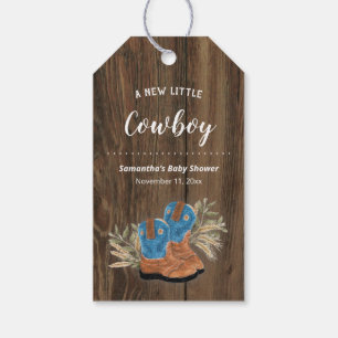 Little Cowboy Bootie Dark Wood Baby Duschgeschenk Geschenkanhänger
