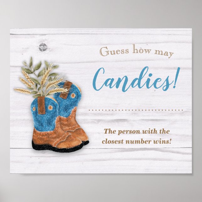 Little Cowboy Bootie White Wood Shower Spielzeiche Poster (Vorne)
