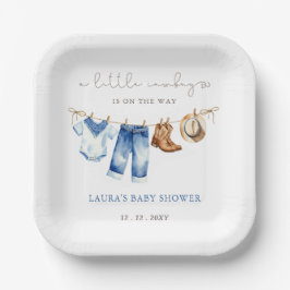 Little Cowboy Boy Baby Shower Pappteller