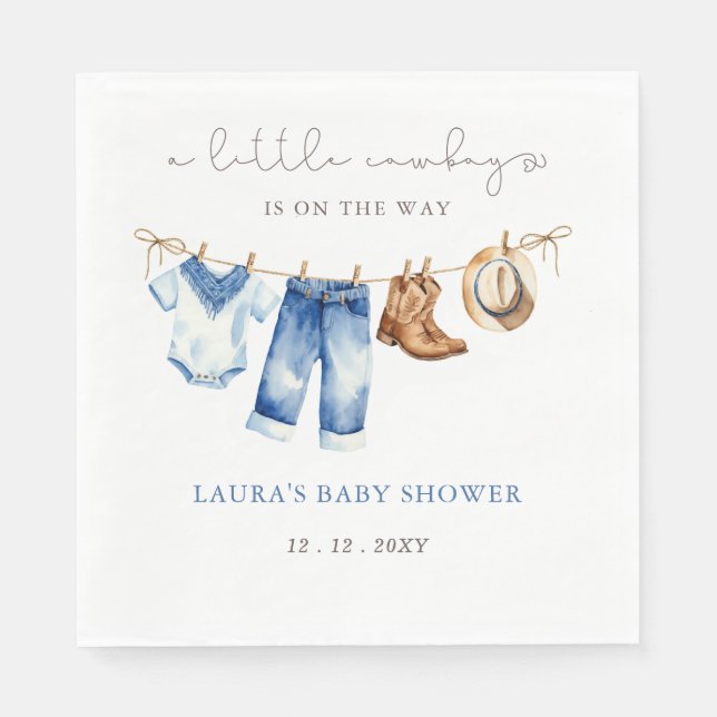 Little Cowboy Boy Baby Shower Serviette (Vorderseite)