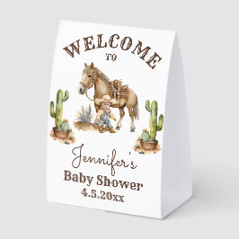 little cowboy boy baby shower welcome cute tischaufsteller 
