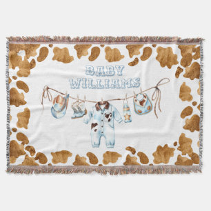 Little Cowboy Clothesline WildWest Boy Baby Shower Decke