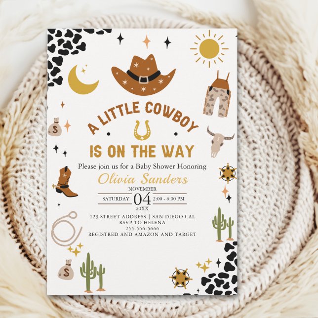 Little Cowboy is On the Way Western Baby Shower Einladung (Von Creator hochgeladen)