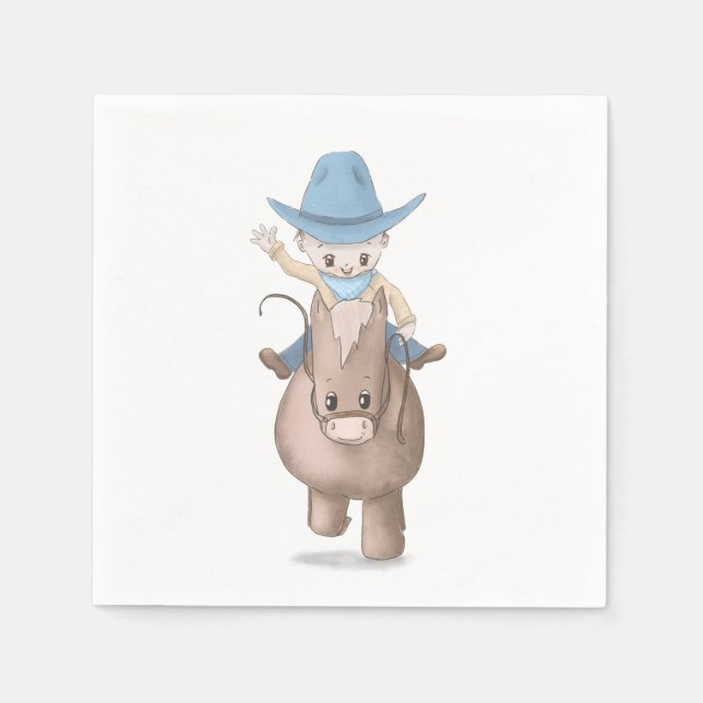 Little Cowboy Kids Western Geburtstagsparty Serviette (Vorderseite)