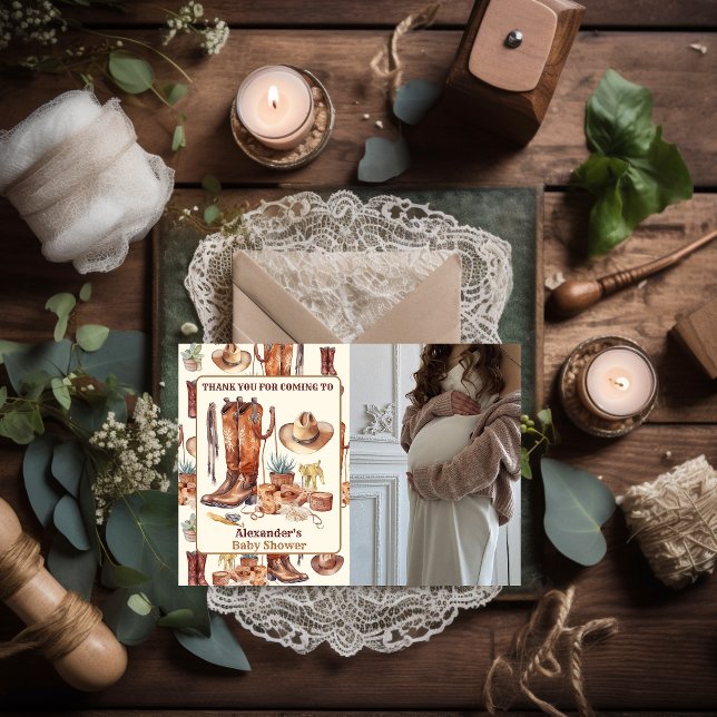 Little Cowboy Modern Western Rodeo Kinderdusche Dankeskarte (Von Creator hochgeladen)