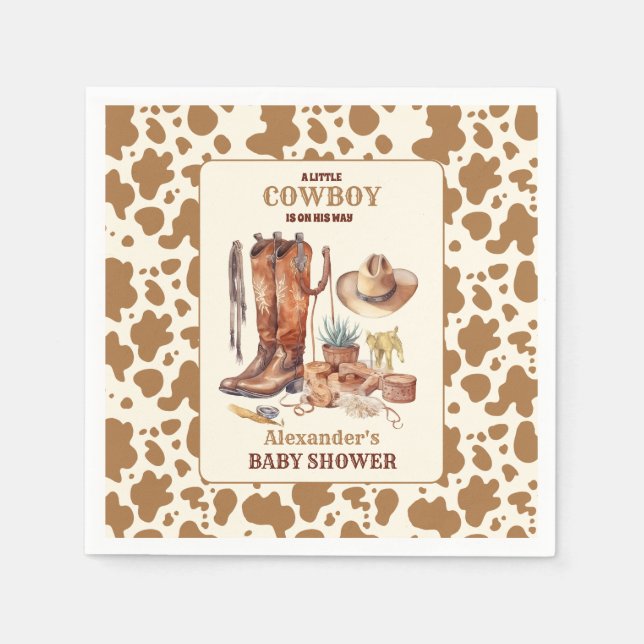 Little Cowboy Modern Western Rodeo Kinderdusche Serviette (Vorderseite)